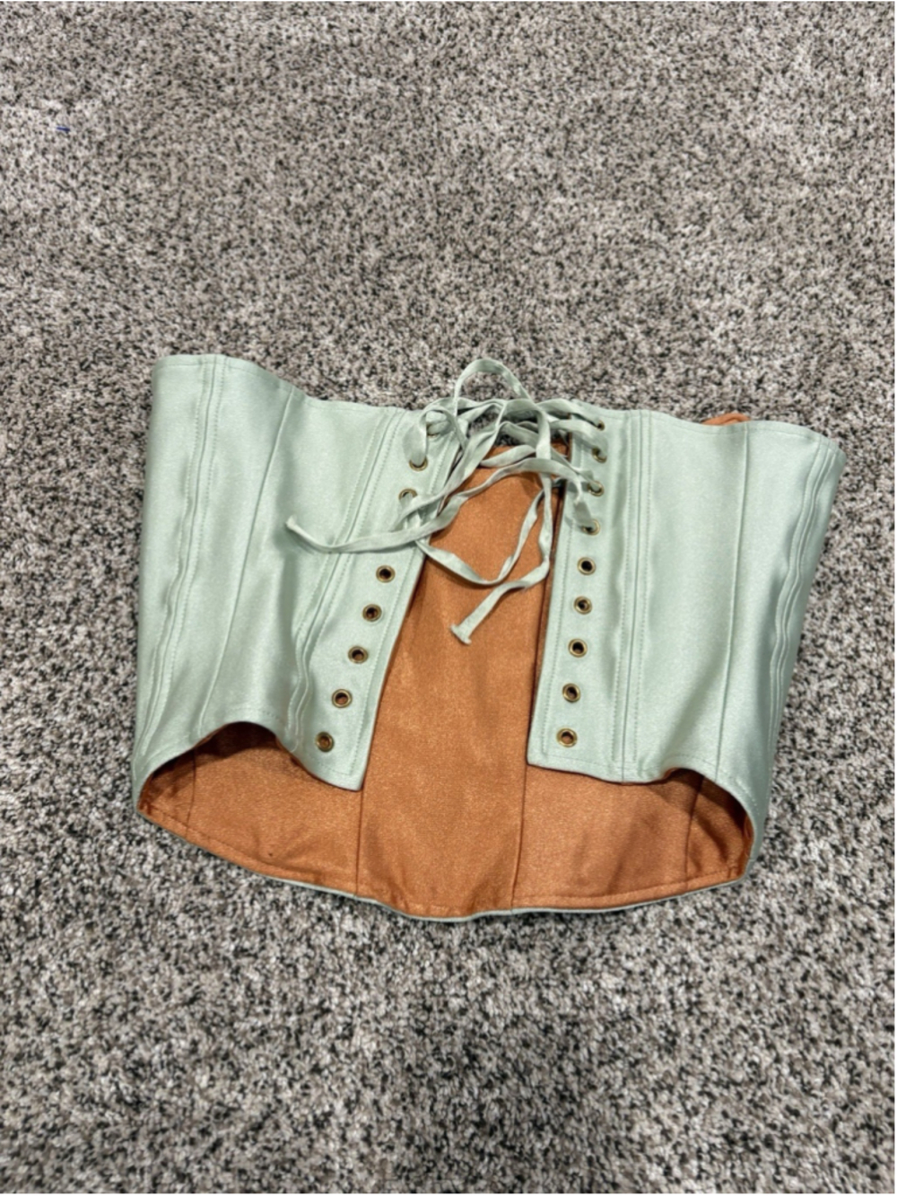 Rezek Studio Corset & Wide Leg Pants Set Green Satin Womens Size S - Picture 12 of 16